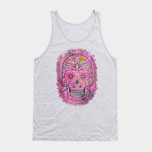 Pink Sugar Skull -Grunge- Day of the Dead Tank Top